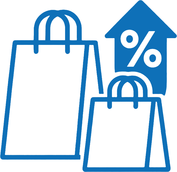 Więcej toreb = rabat – ikona torby