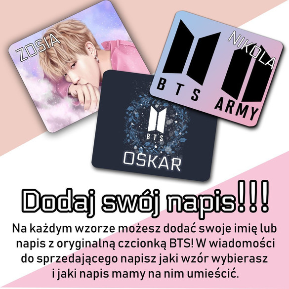 Podkładka pod mysz BTS  36x29cm Z POLSKI +imię