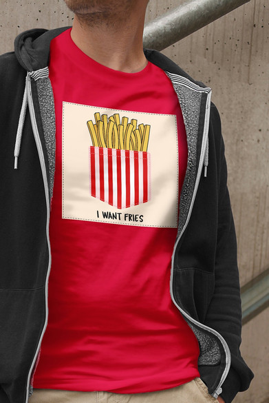 Koszulka z naszywką I want fries