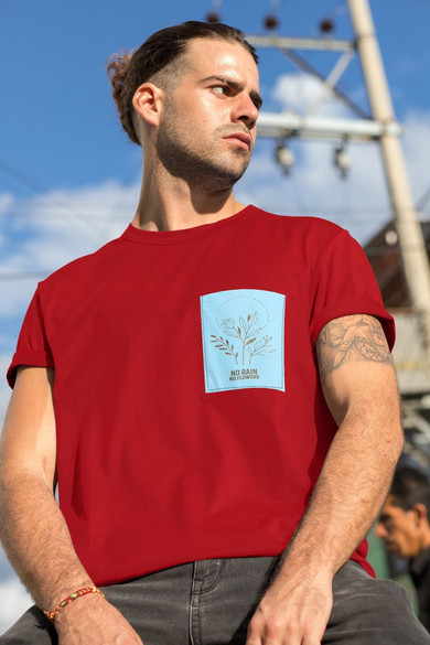 Koszulka z kieszonką NO RAIN NO FLOWERS 02