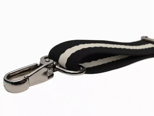 Pasek do torby czarny z beżowym pasem, tłoczony 38 mm