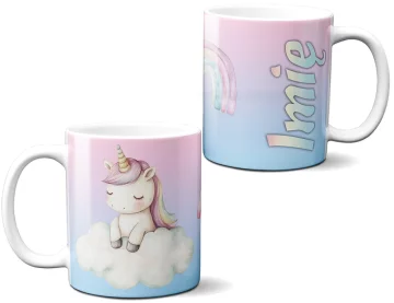 Kubek Jednorożec na chmurce – personalizowana, pastelowa