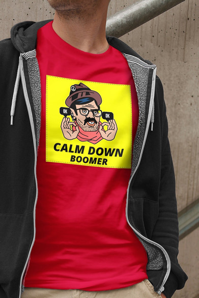 Koszulka z naszywką Calm down boomer
