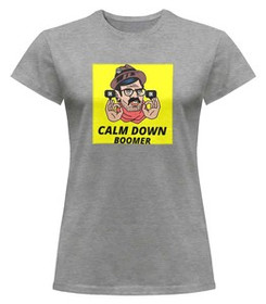 Bluzka damska z naszywką Calm down boomer