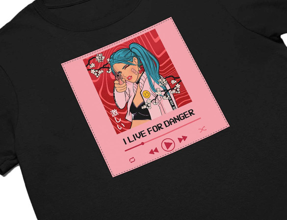 Koszulka z naszywką I live for danger