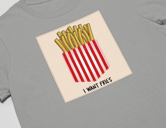 Koszulka z naszywką I want fries