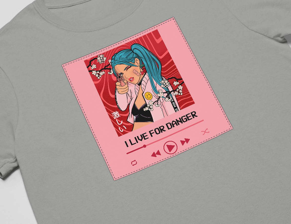 Koszulka z naszywką I live for danger