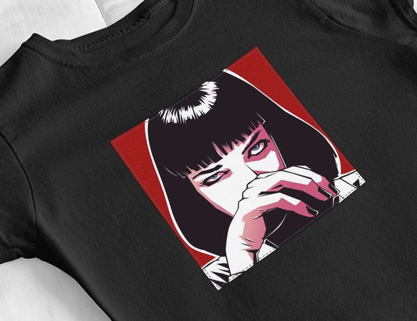 Bluzka damska z naszywką Uma Thurman Ilustracja