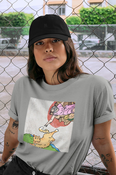 Koszulka z naszywką CAT PARODY: Stworzenie Adama