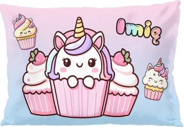 Poduszka Jednorożec Kawaii muffinka – słodki styl, dla dziewczynki 60x40cm