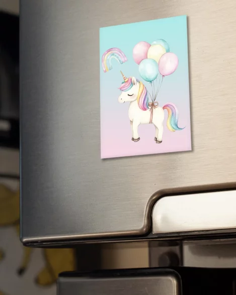 Magnes Jednorożec z balonami – pastelowa, z imieniem, prezent dla dziewczynki