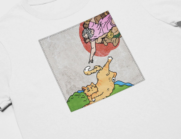Koszulka z naszywką CAT PARODY: Stworzenie Adama