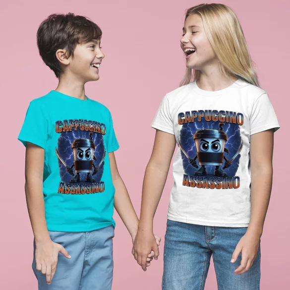 Koszulka Italian Brainrot Cappuccino Assassino z piorunami