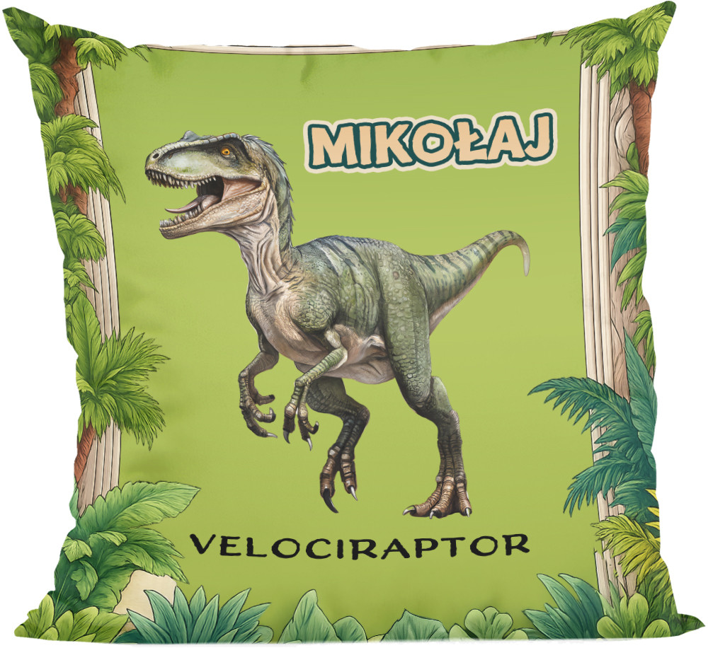 Poduszka Dinozaury Velociraptor + imię dziecka