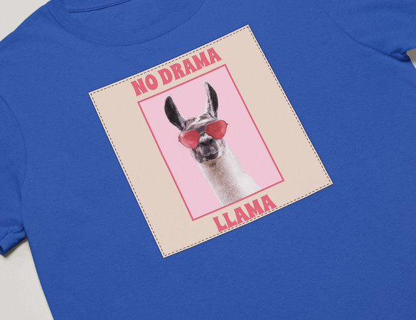 Koszulka z naszywką No drama llama