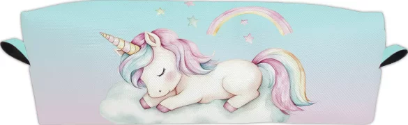 Piórnik Jednorożec śpiący na chmurce – pastelowa, personalizowana dla dziecka
