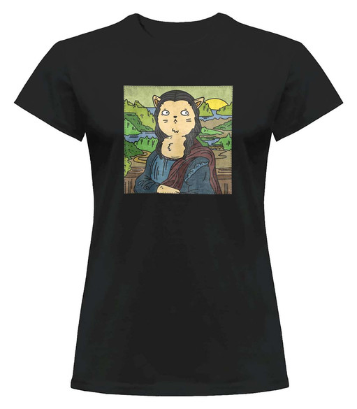 Bluzka damska z naszywką CAT PARODY: Mona Lisa