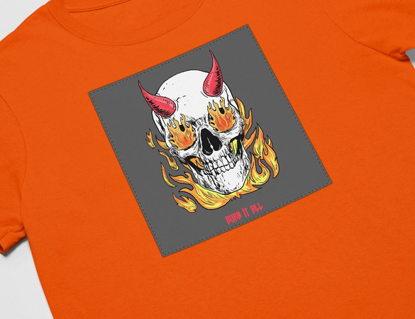 Koszulka z naszywką Skull : Burn it all