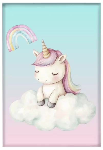 Magnes Jednorożec na chmurce – personalizowana, pastelowa