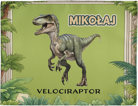 Podkładka na stół Dinozaury Velociraptor + imię dziecka