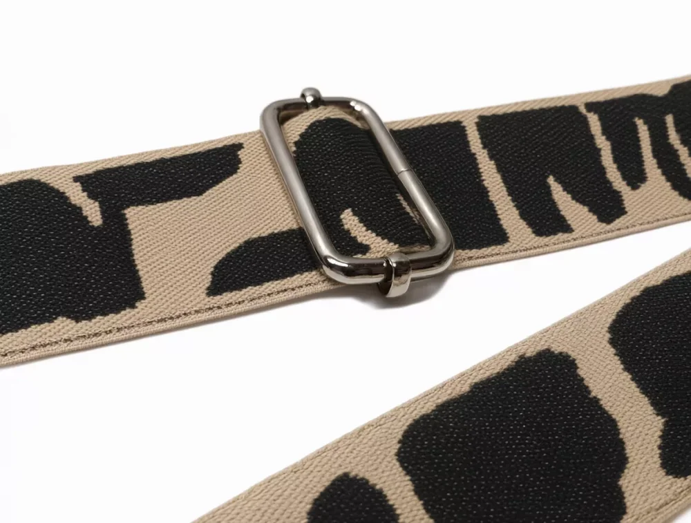 Metalowa przesuwka do regulacji długości paska do torby z abstrakcyjnym wzorem beżowo-brązowy 38 mm