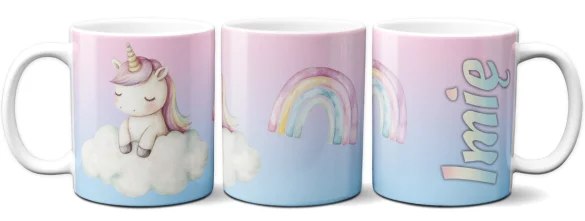 Kubek Jednorożec na chmurce – personalizowana, pastelowa