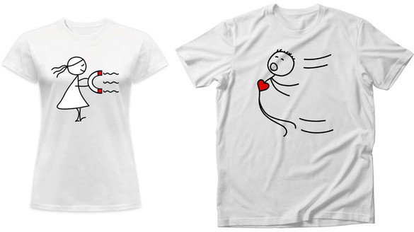 Koszulka na Walentynki Zestaw dla par Miłosny magnes