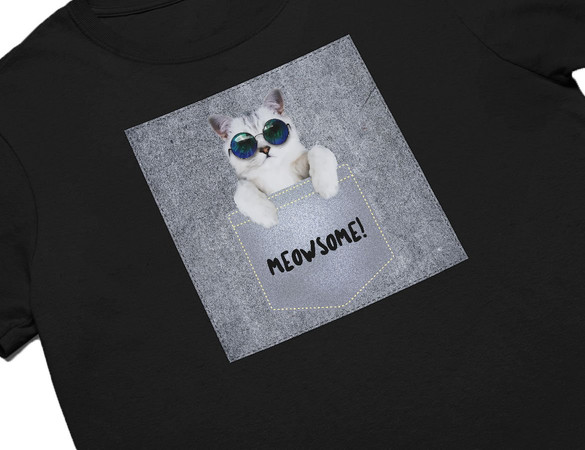 Koszulka z naszywką Meowsomepocket