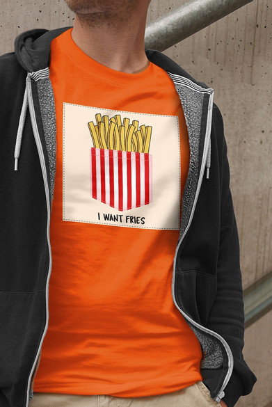 Koszulka z naszywką I want fries