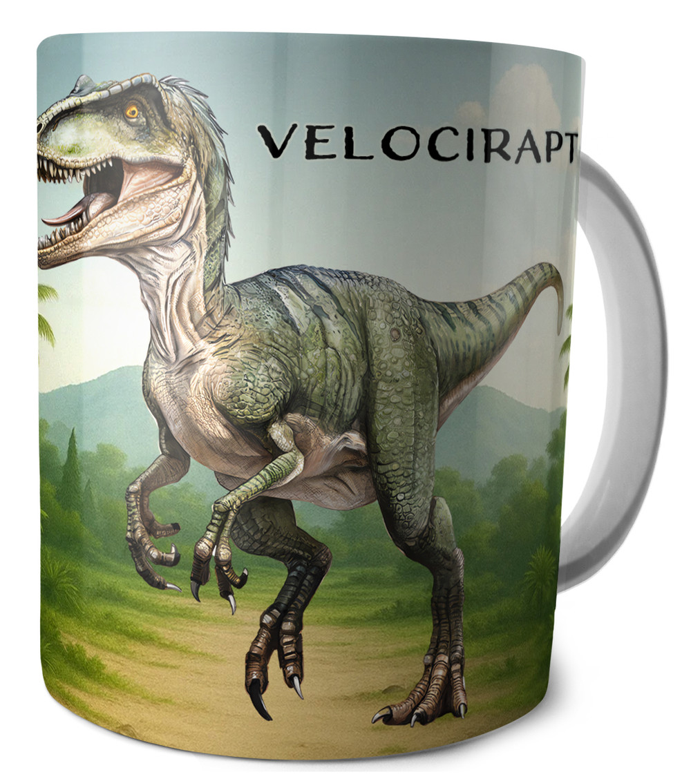 Kubek Dinozaury Velociraptor + imię dziecka