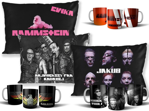 Zestaw RAMMSTEIN poduszka+kubek+GRATIS  WZORY