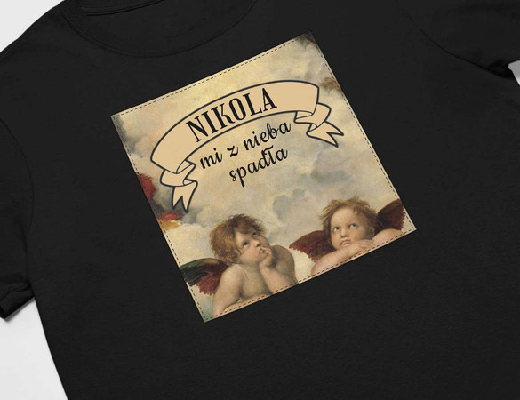 Koszulka z naszywką na Walentynki TWÓJ NAPIS