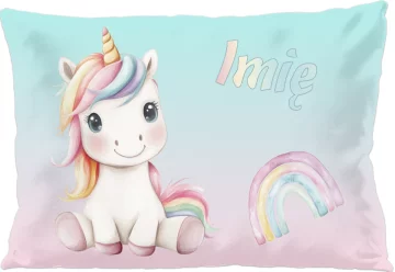 Poduszka Jednorożec słodko uśmiechnięty – imię gratis 60x40cm