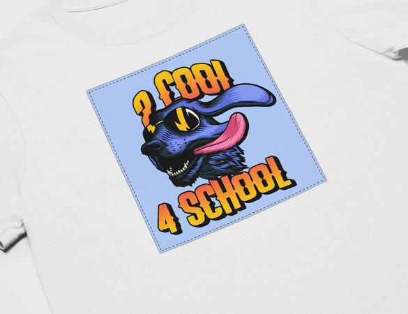 Koszulka z naszywką 2 cool 4 school
