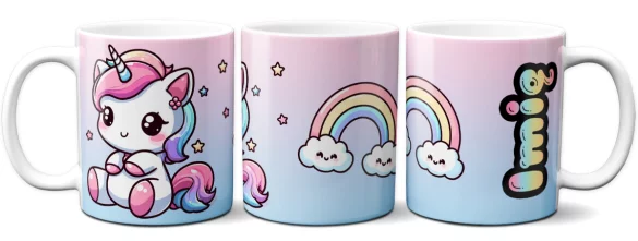 Kubek Jednorożec Kawaii z tęczą – słodki styl, idealna dla dziewczynki