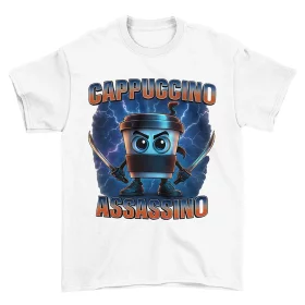 Koszulka Italian Brainrot Cappuccino Assassino z piorunami