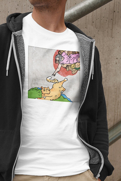 Koszulka z naszywką CAT PARODY: Stworzenie Adama