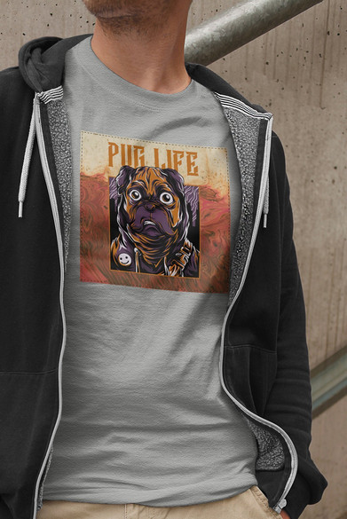 Koszulka z naszywką  PUG LIFE