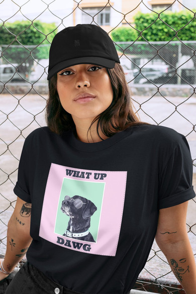 Koszulka z naszywką What up dawg