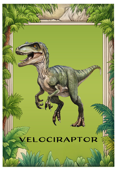 Magnes Dinozaury Velociraptor + imię dziecka