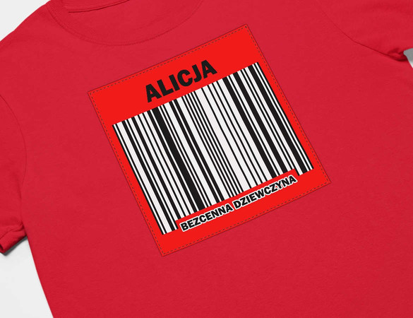 Koszulka z naszywką na Walentynki TWÓJ NAPIS