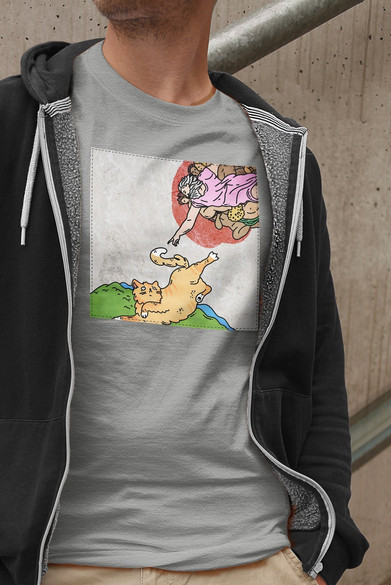 Koszulka z naszywką CAT PARODY: Stworzenie Adama