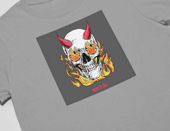 Koszulka z naszywką Skull : Burn it all