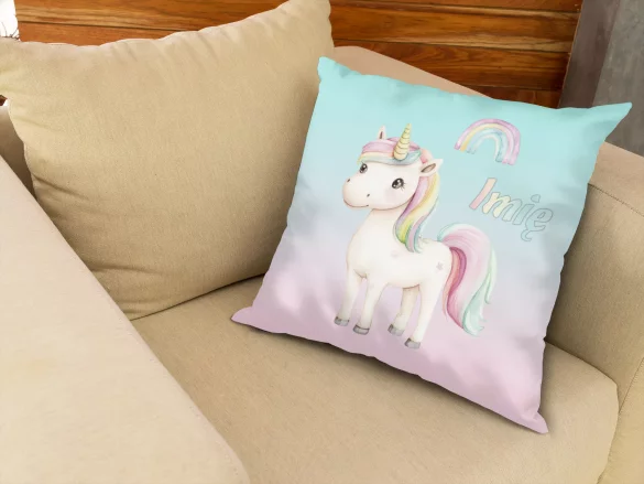 Poduszka Jednorożec pastelowy – personalizowana 40x40cm