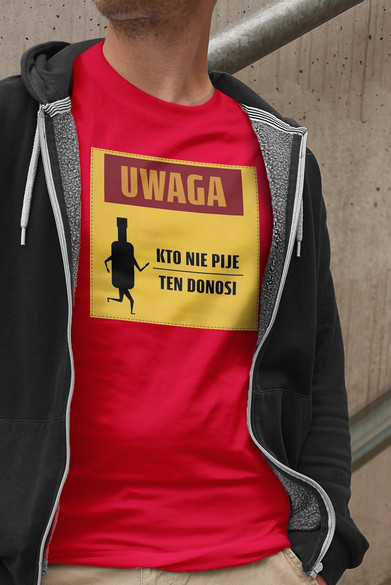 Koszulka z naszywką PRL- kto nie pije...