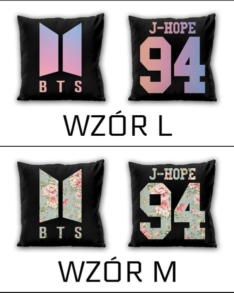 Poduszka BTS DUŻO WZORÓW 40x40 DWUSTRONNA