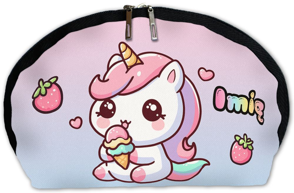 Kosmetyczka Jednorożec Kawaii z lodem – dodaj imię
