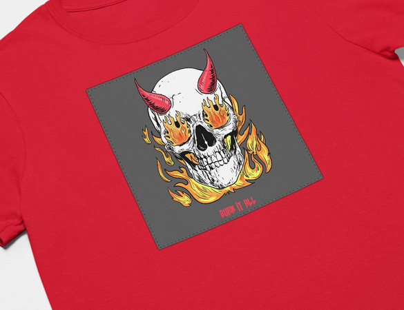 Koszulka z naszywką Skull : Burn it all