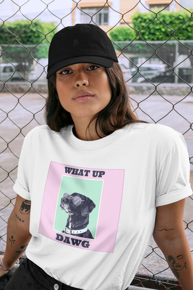 Koszulka z naszywką What up dawg