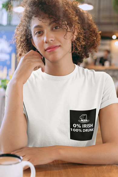 Koszulka z kieszonką 0% IRISH 100% DRUNK